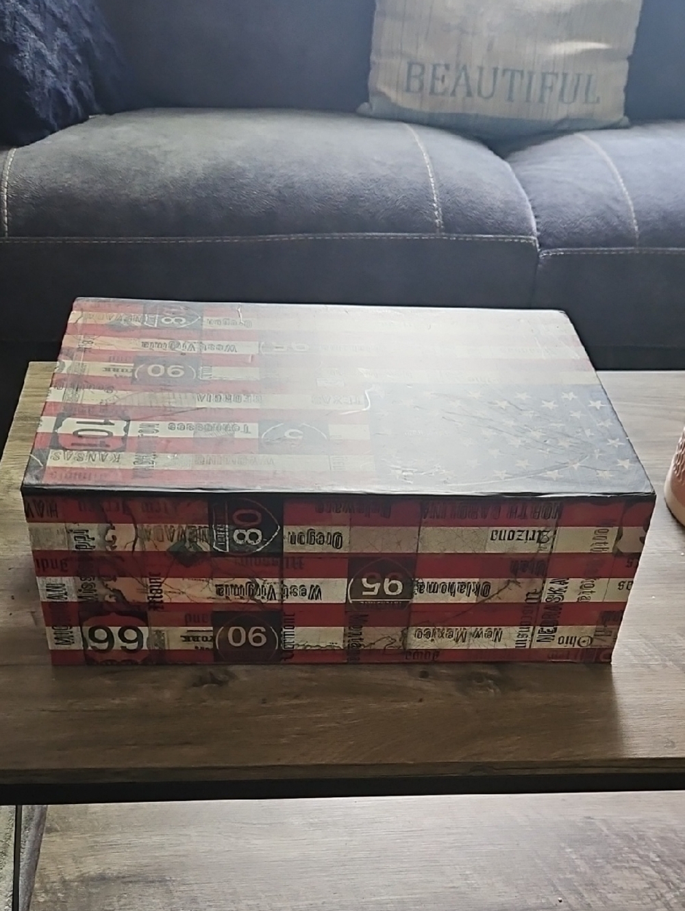 Decorative American Flag Pattern Storage Box - Red, White & Blue